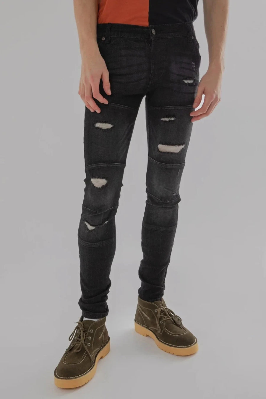 Men’s Slim Fit Ripped Stretch Jeans – Cotton Denim (Sizes 28–40)