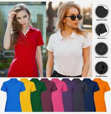 Ladies Plain Polo Shirt – Short Sleeve Summer Sports Top, S to 2XL