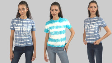 Ladies Tie Dye Graphic Round Neck Tee – Active Casual T-Shirt, XS to 3XL