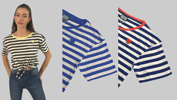 Ladies Ringer Striped Twisted Crew Neck Tee – Active Casual T-Shirt, XS to 3XL