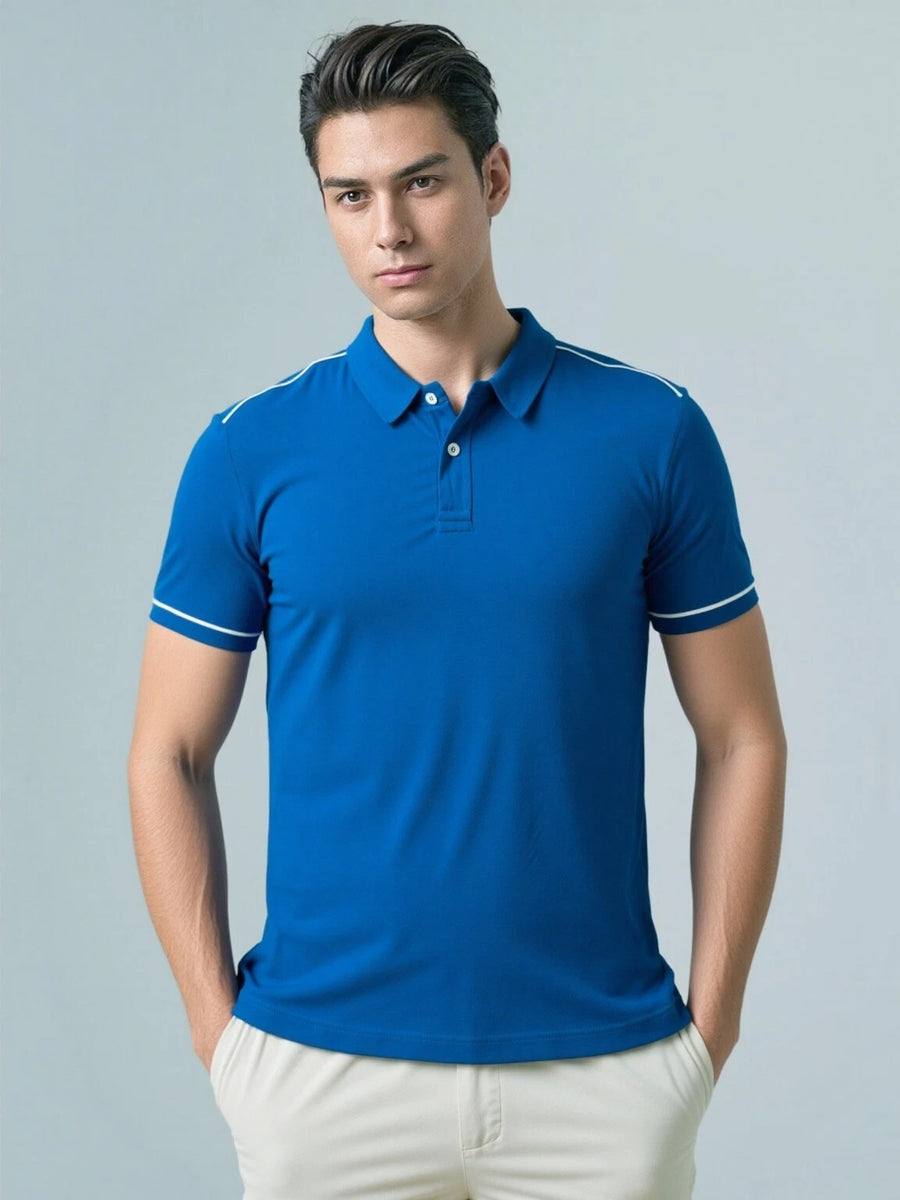 Men's Stepped Hem & Rear Arm Slim Polo Shirt – Short Sleeve, S-2XL