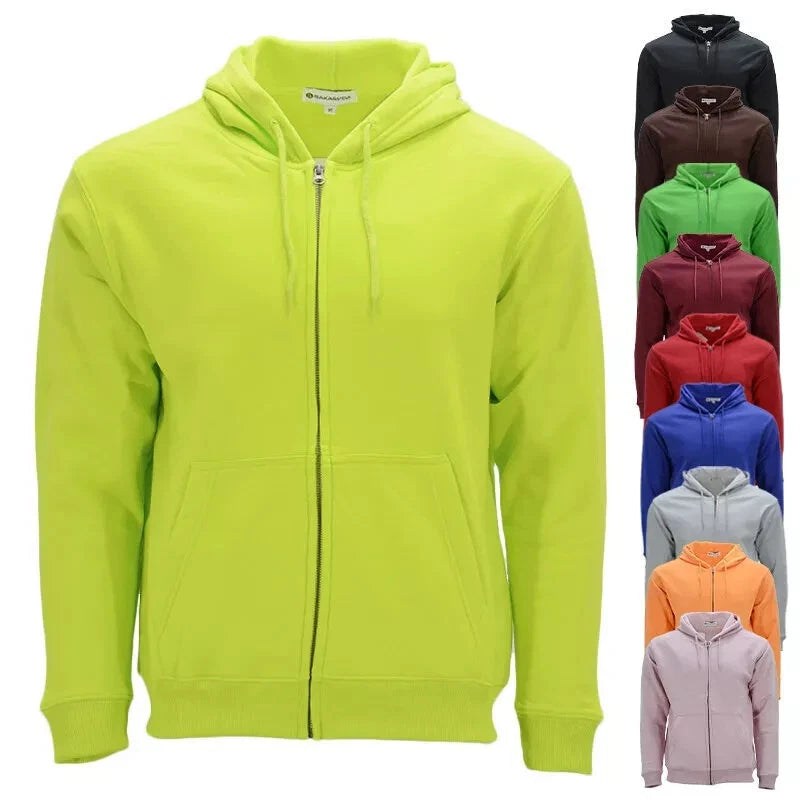 Men’s Full Zip Plain Hooded Warm Sweatshirt – Hoody Top