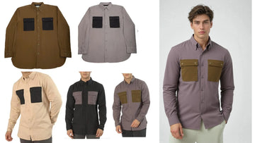 Men’s Smart Casual Shirt – Contrast Chest Pockets (XS–3XL)