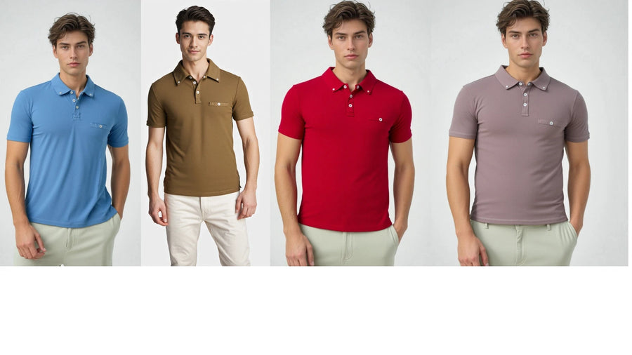 Men's Button-Down Chest Pocket Slim Fit Polo – Short Sleeve, S-2XL