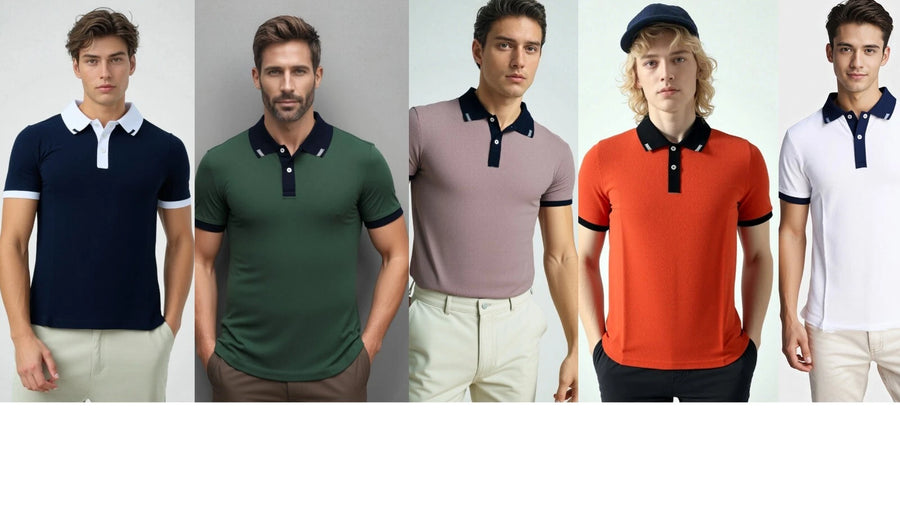 Men's Contrast Collar Slim Fit Polo Shirt – Short Sleeve, S-2XL